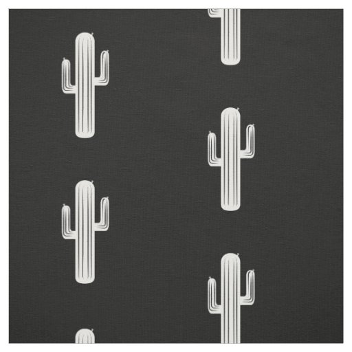 Tissu Copie de cactus en noir et blanc