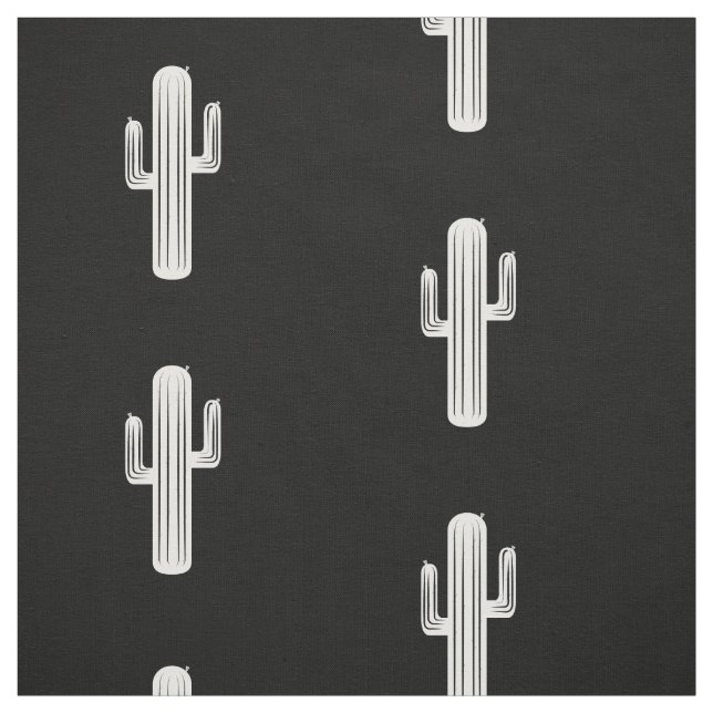 Tissu Copie de cactus en noir et blanc (Échantillon)