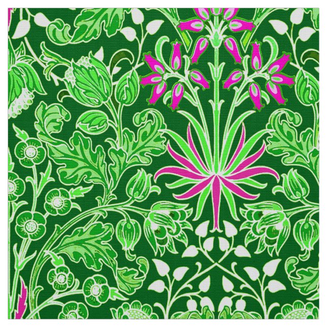 Tissu Copie de jacinthe de William Morris, vert de chaux (Échantillon)
