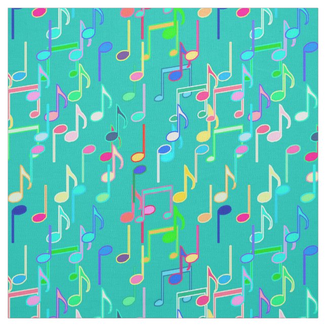Tissu Copie de notes musicales - turquoise, multi (Échantillon)
