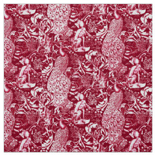 Tissu Copie de paon de Nouveau d'art, vin de Bourgogne