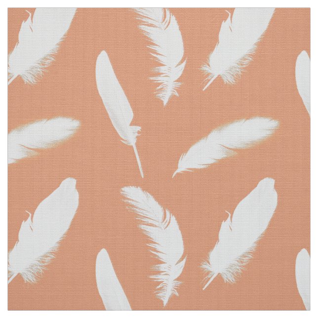 Tissu Copie de plume blanche sur la pêche molle (Échantillon)