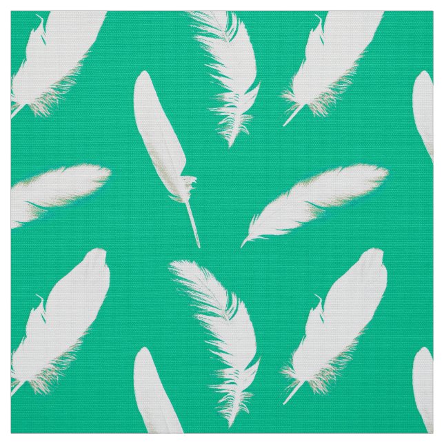 Tissu Copie de plume blanche sur la turquoise (Échantillon)