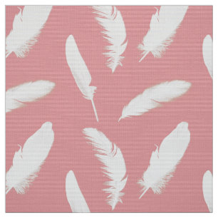 Tissu Copie de plume blanche sur le rose de coquille
