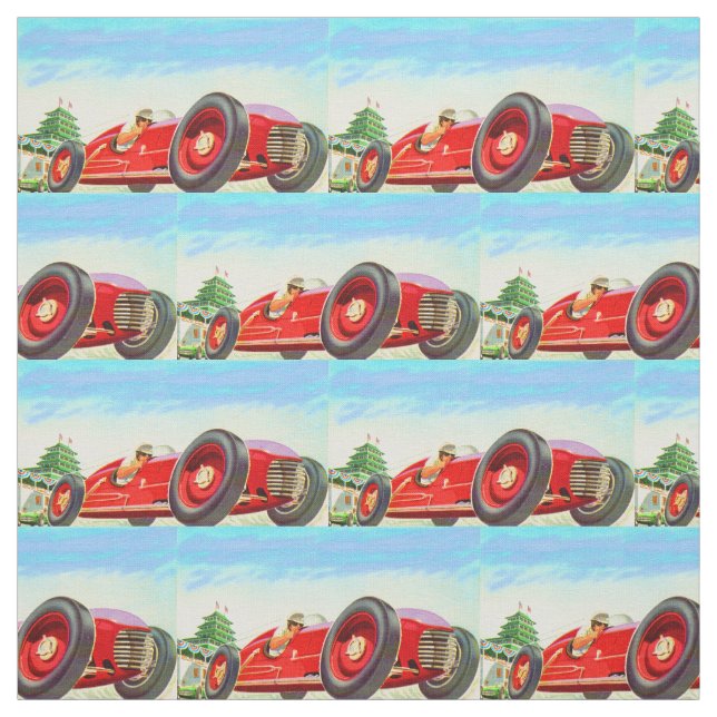 Tissu copie de voiture de course de 1950 rouges (Échantillon)