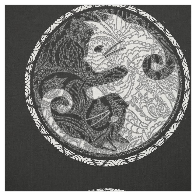 Tissu Copie de Yin Yang Paisley de chat (Échantillon)