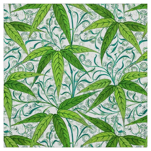 Tissu Copie en bambou, vert et blanc de William Morris (Échantillon)