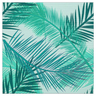 Tissu Copie en feuille de palmier, turquoise, Teal et