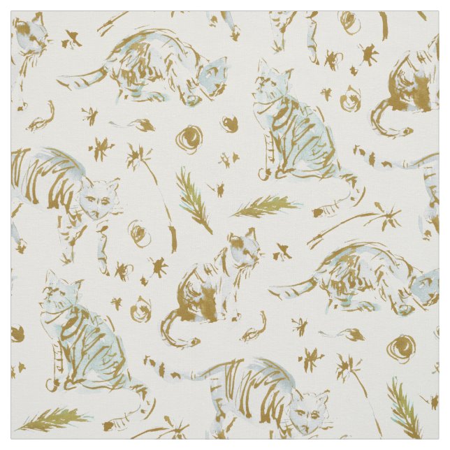 Tissu Copie ENNUYÉE de Kitty d'or de CHATS d'AF (Échantillon)