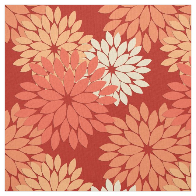 Tissu Copie florale moderne de kimono, mandarine (Échantillon)