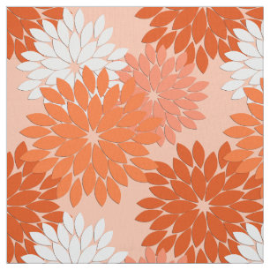 Tissu Copie florale moderne de kimono, orange de corail