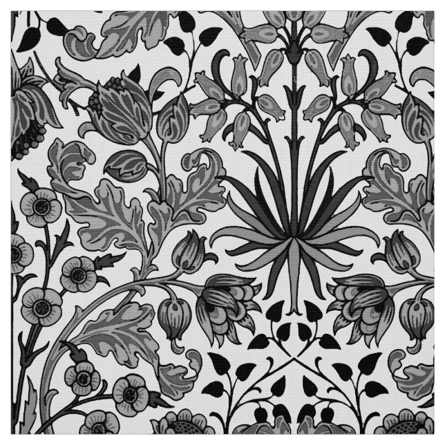 Tissu Copie, gris, noir et blanc de jacinthe de William (Échantillon)