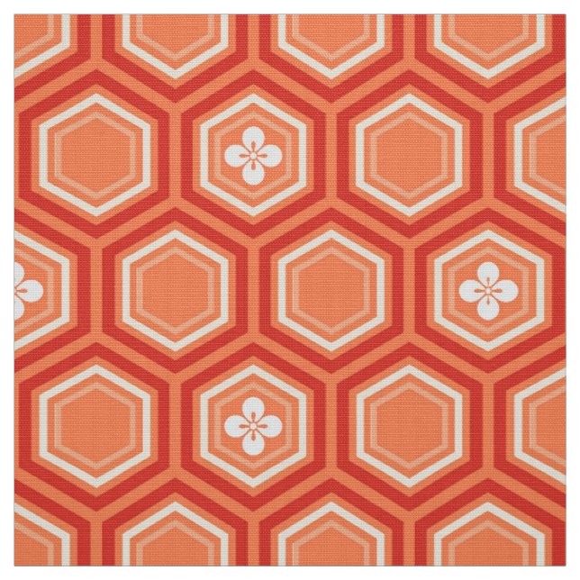 Tissu Copie hexagonale de kimono, mandarine (Échantillon)