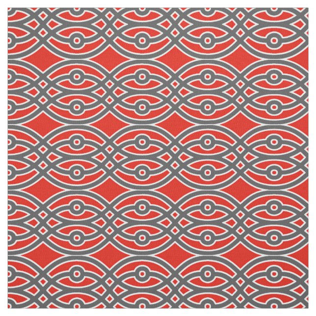 Tissu Copie, rouge, gris et blanc de kimono (Échantillon)
