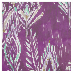 Tissu Copie tribale de plume courageuse de prune