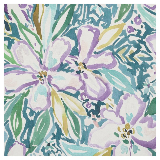 Tissu Copie tropicale FLORALE d'aquarelle de MONTEREY (Échantillon)