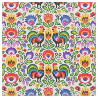 Tissu Coq Fleur Traditionnelle Polonaise