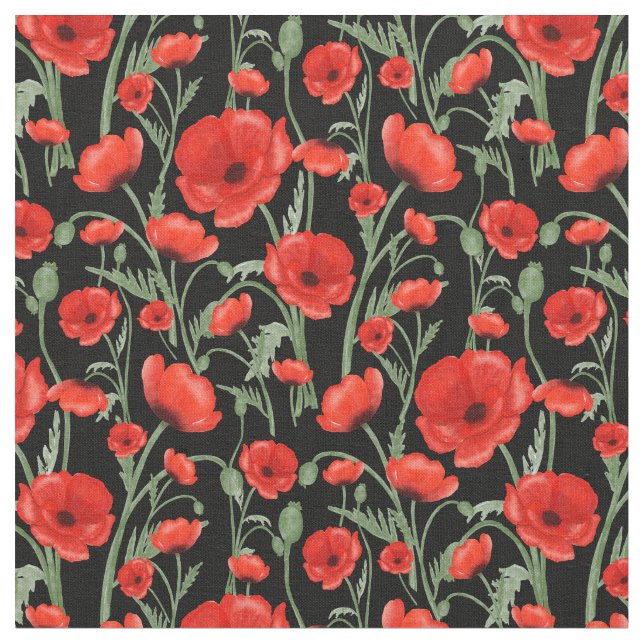 Tissu Coquelicots rouges (Fermer)