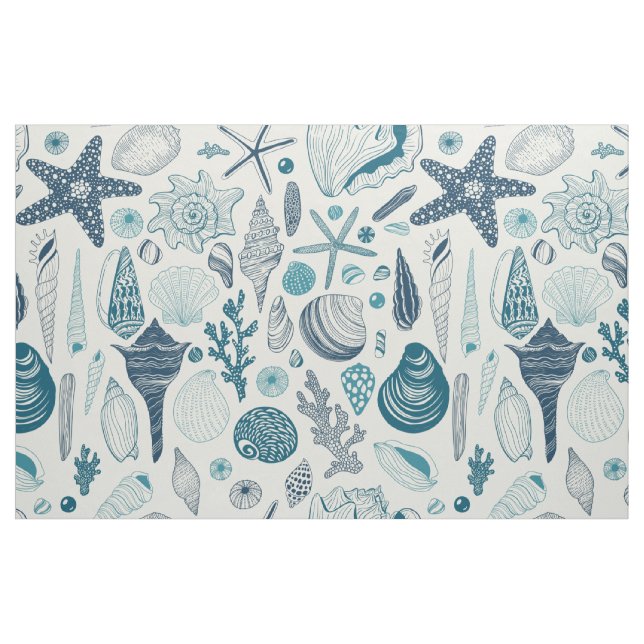Tissu Coques de mer sur le blanc (Fat Quarter)