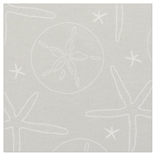 Tissu Coques de plage gris et blanc Starfish, Dollar de