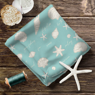 Tissu Coques Starfish Sun Fun Texte ivoire ID918