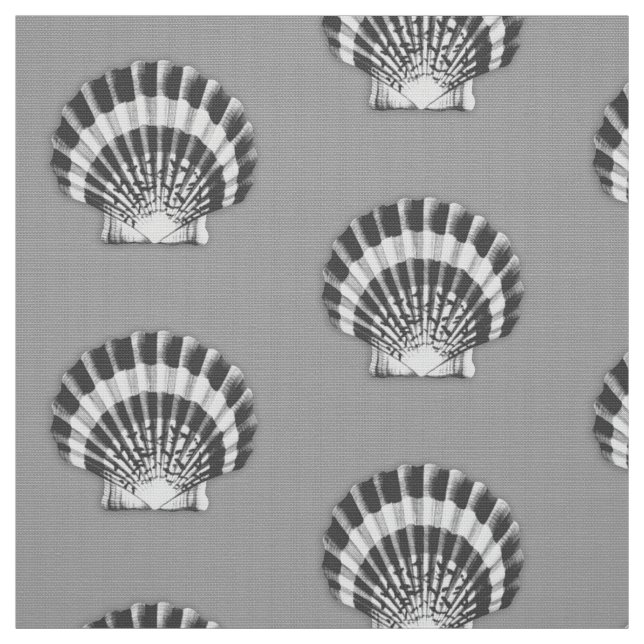 Tissu Coquillage - gris charbon et blanc (Échantillon)