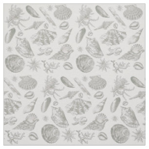 Tissu Coquillage gris sauge doux croquis Antique Nature
