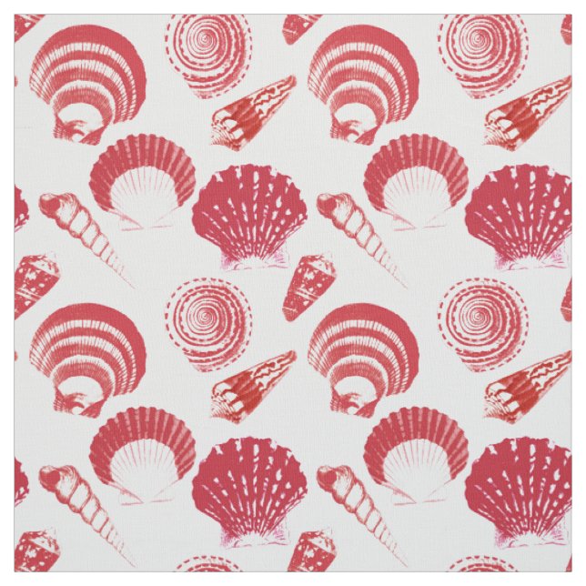 Tissu Coquillages - cinnabar rouge sur un arrière - plan (Échantillon)