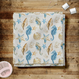 Tissu Coquillages Côtiers Motif de Seahors et Starfish