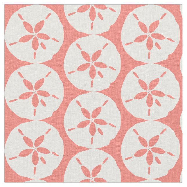 Tissu Coquillages de sable blanc sur corail rose (Fermer)