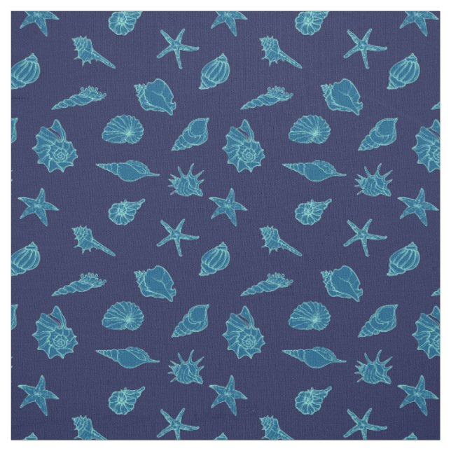 Tissu coquillages et étoiles de mer (Échantillon)