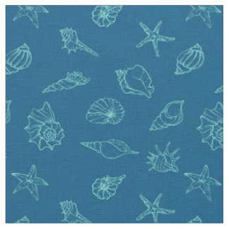 Tissu coquillages et étoiles de mer