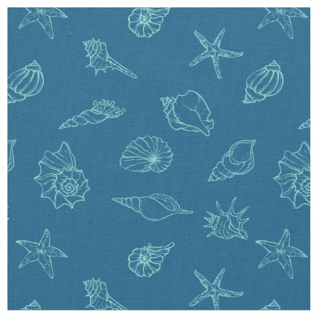 Tissu coquillages et étoiles de mer (Fermer)
