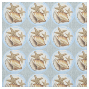 Tissu Coquillages et poissons d'eau