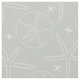Tissu Coquillages gris et blanc de plage Poisson d'étoi
