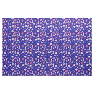 Tissu Coquillages Hippocampes et Étoiles de Mer