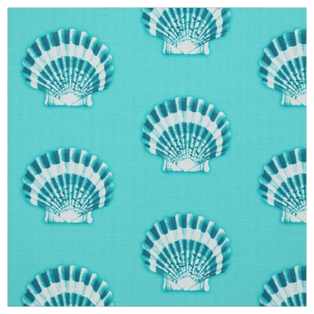 Tissu Coquillages marins - aqua et turquoise (Échantillon)
