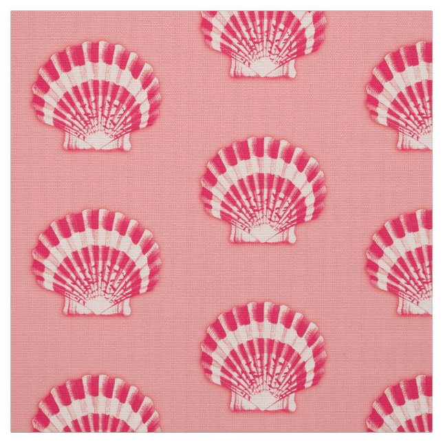 Tissu Coquillages marins - nuances de corail rose (Échantillon)