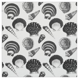 Tissu Coquillages - noir et blanc sur un arrière - plan