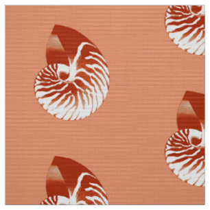 Tissu Coquille de Nautilus - terre cuite et blanc