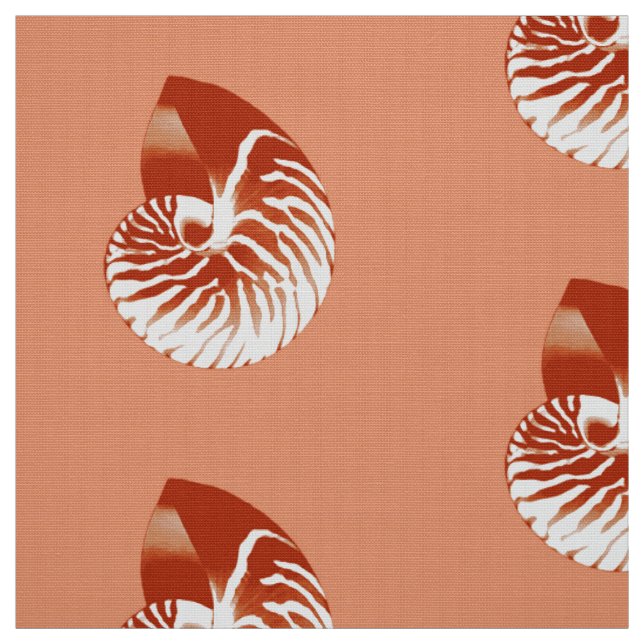 Tissu Coquille de Nautilus - terre cuite et blanc (Échantillon)