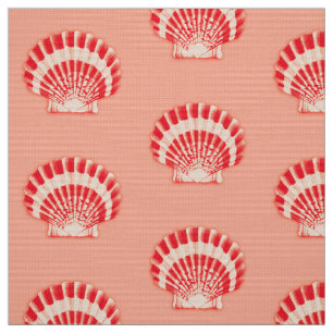 Tissu Coquilles de mer - corail et pêche
