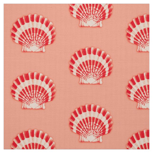 Tissu Coquilles de mer - corail et pêche (Échantillon)
