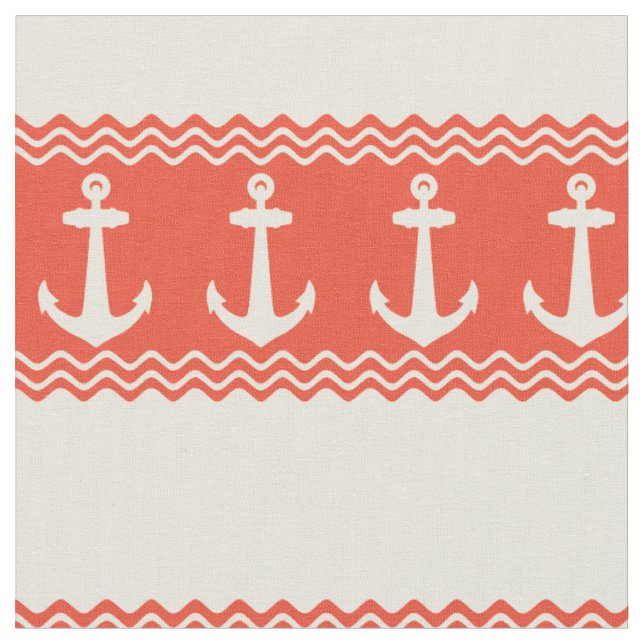 Tissu Corail Ancre nautique Frappes côtières (Fermer)