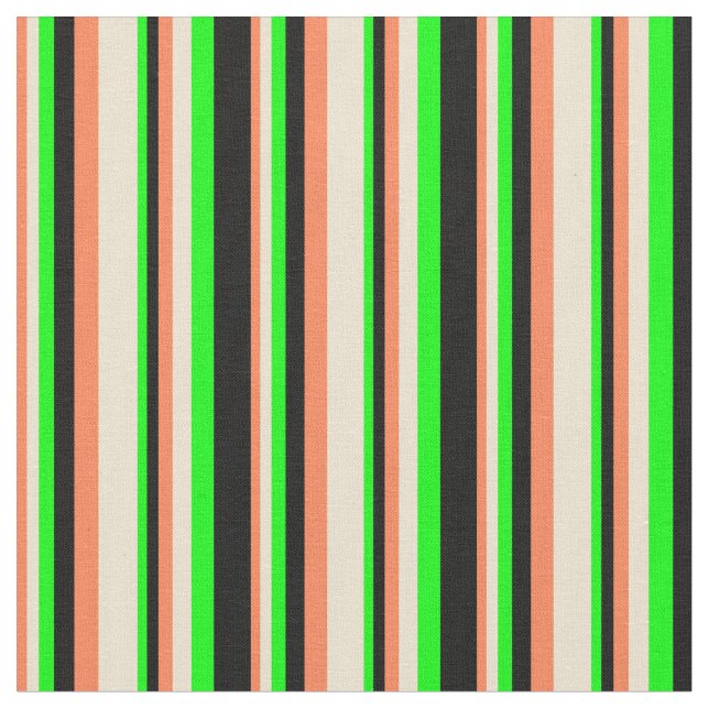 Tissu Corail, Beige, Lime & Grandes Tons Noires (Fermer)