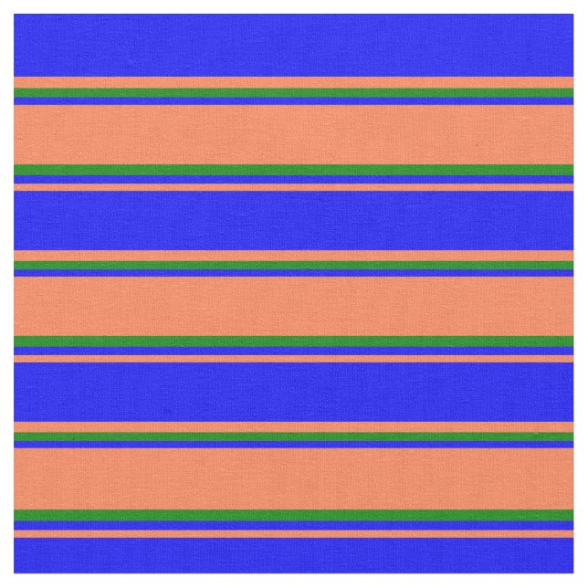 Tissu Corail, bleu et vert Motif rayé (Fermer)