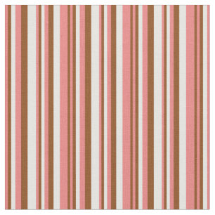 Tissu Corail clair, Brown et Crème de la menthe Motif