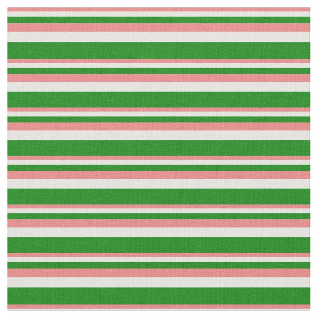 Tissu Corail clair, crème à la menthe et Motif vert (Fermer)