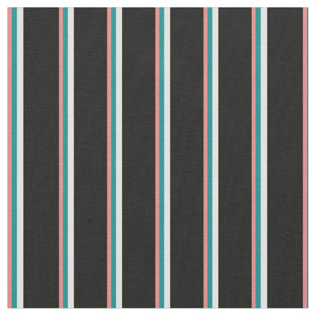 Tissu Corail clair, Cyan foncé, Cyan clair et lignes noi (Fermer)