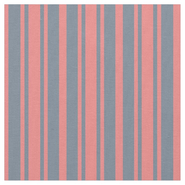 Tissu Corail clair et Gris argenté Lignes de couleur (Fermer)